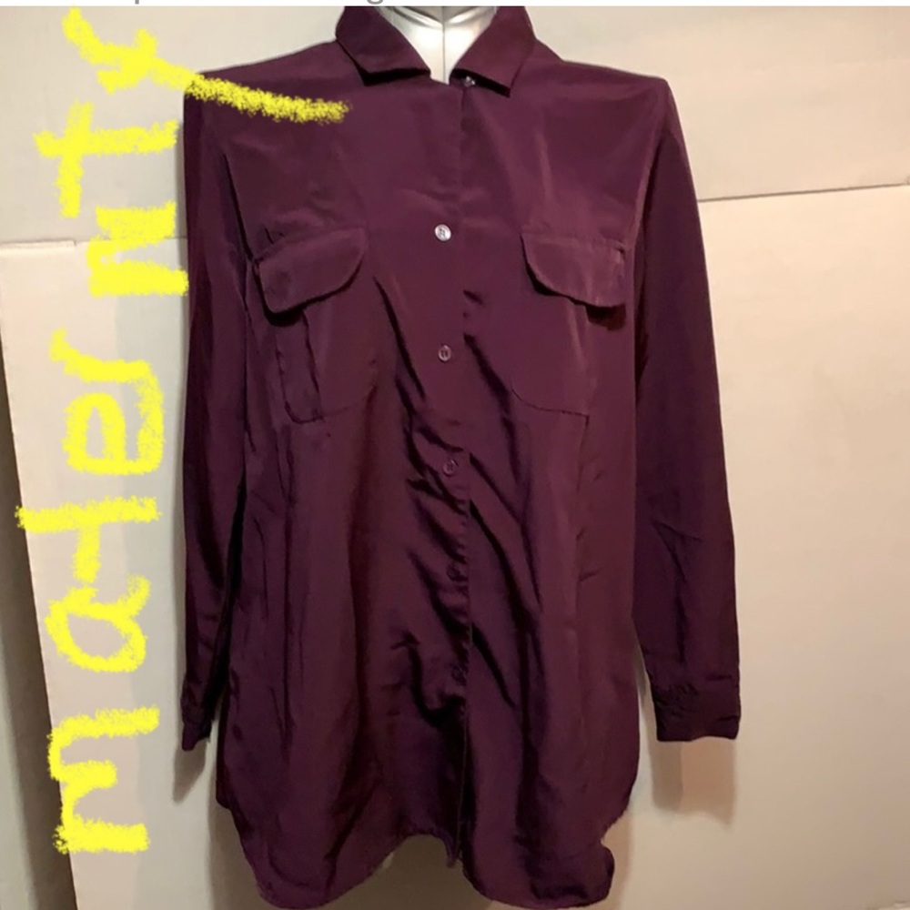 SALE!! Purple button down maternity blouse. #4